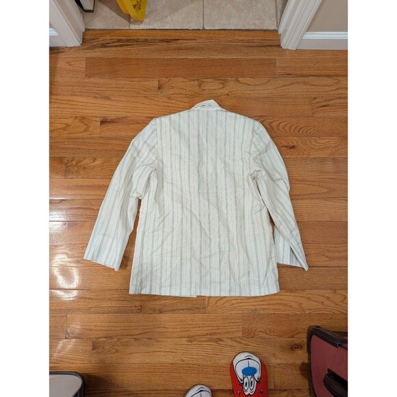 Vintage Carriage Court Pin Stripe White Blue Red Blazer with Shoulder Pads S17 - Picture 2 of 8